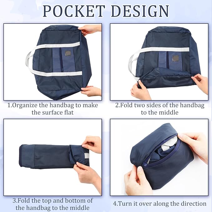 Sweetude 24 Pcs Travel Duffel Bags Bulk Foldable Luggage Bag Women Men Waterproof Carry Tote with Trolley Sleeve for Gym, Overnight, Airlines(Navy Blue) - Image 4