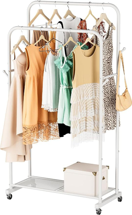 SINGAYE Wardrobe Standing Closet Clothing Rack With Shelf Hanging Clothes | Wardrobe Open Compact Small Metal Garment Hanger Stand Alone Free Standing Black Closet Rack Storage Organizer Heavy Duty by SINGAYE