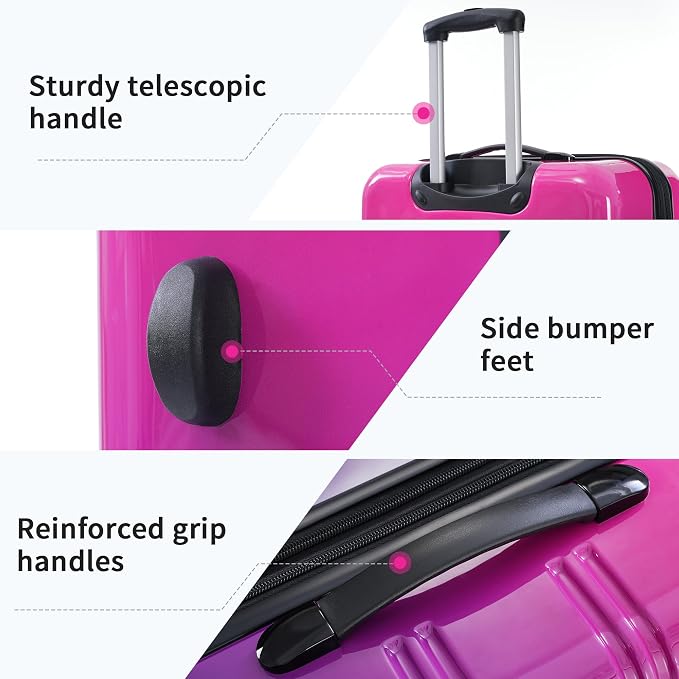 Merax Luggage Sets 3 Piece, Hardside Suitcase Set with Spinner Wheels | Lightweight Expandable Gradient Color Luggage 20+24+28 IN,Purple and Pink - Image 5