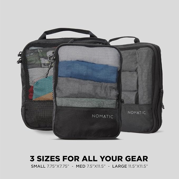 NOMATIC Packing Cubes - Compression Packing Cubes For Travel - Small | Compresses Up To 50%, Suitcase, Luggage Organizer, Durable Mesh, Lightweight, Zippered Compression System, Fits Carry-On - Image 3