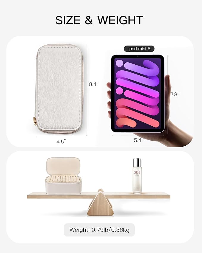 VLANDO Travel Jewelry Case,Jewelry Box with 12 Velvet Jewelry Pouch Jewelry Travel Organizer for Women Girl Jewelry Case Necklace Rings Earrings Bags Wedding Gifts (White) - Image 6