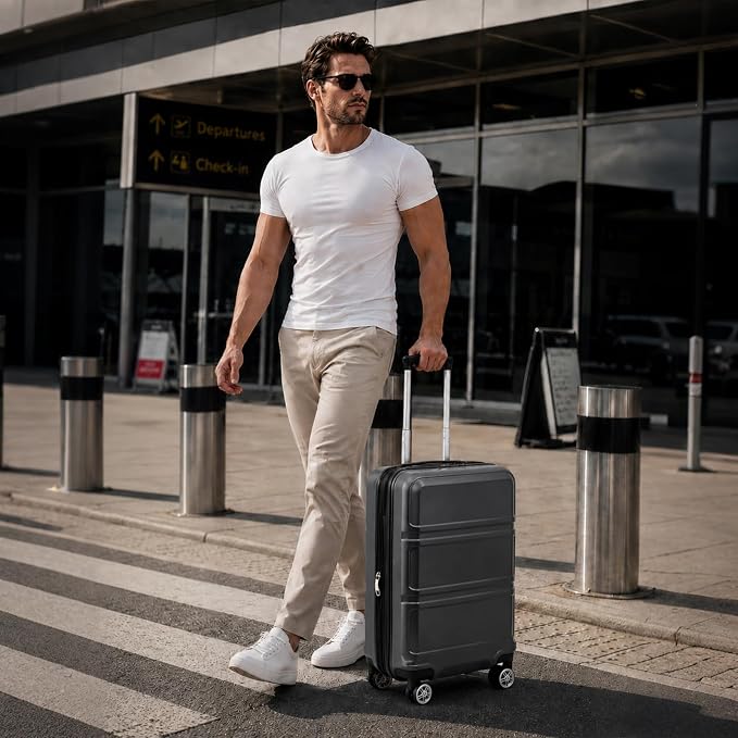 Kono Carry On Luggage 22x14x9 Airline Approved with Spinner Wheels | Lightweight PC+ABS 20 Inch Luggage with TSA Lock,Expandable Hard Shell Carry On Suitcases for Men Women,Grey - Image 2