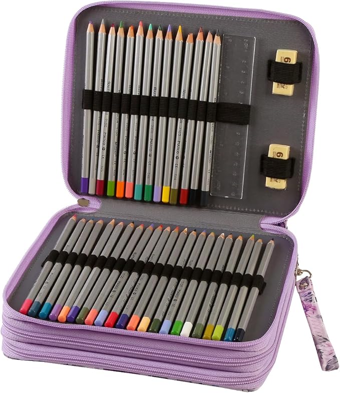 120 Slots Colored Pencil Case Organizer, 3 Layer Bag | Twill Oxford fabric, 127 elastic loops, detachable handle, for travel, home storage, drawing tools, creative gifts - Image 3