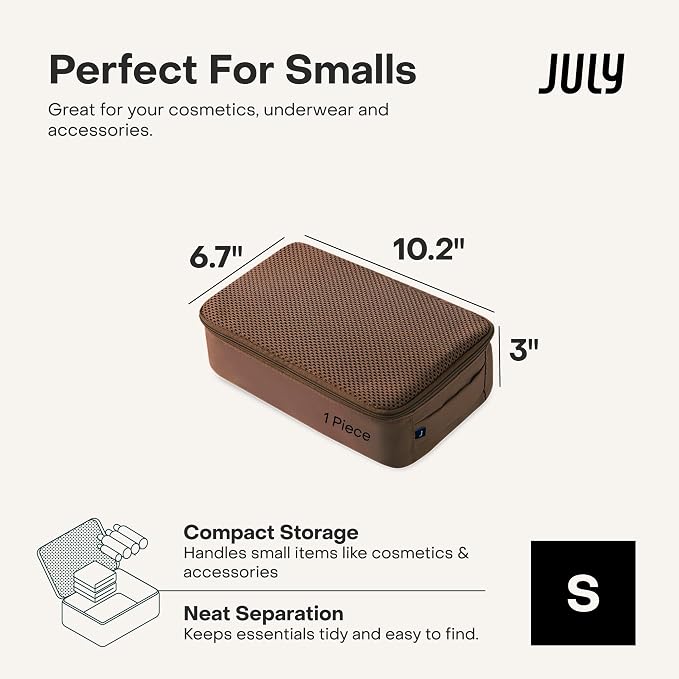 July Packing Cells - 4 Set Packing Cubes Luggage Organizer Bags (S, M, 2 x L), Must-Have Suitcase Organizer for Travel, Road Trip & Camping Accessories, Stain-proof, Washable, 3 Sizes - Dark Brown - Image 3