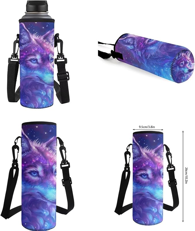 Galaxy Wolf Kids Bookbags for Boys Ages 5-10 Backpack with Lunch Bag 4Pcs Set Pencil case Water Bottle Pouch Elementary 17 inch School Accessories - Image 6