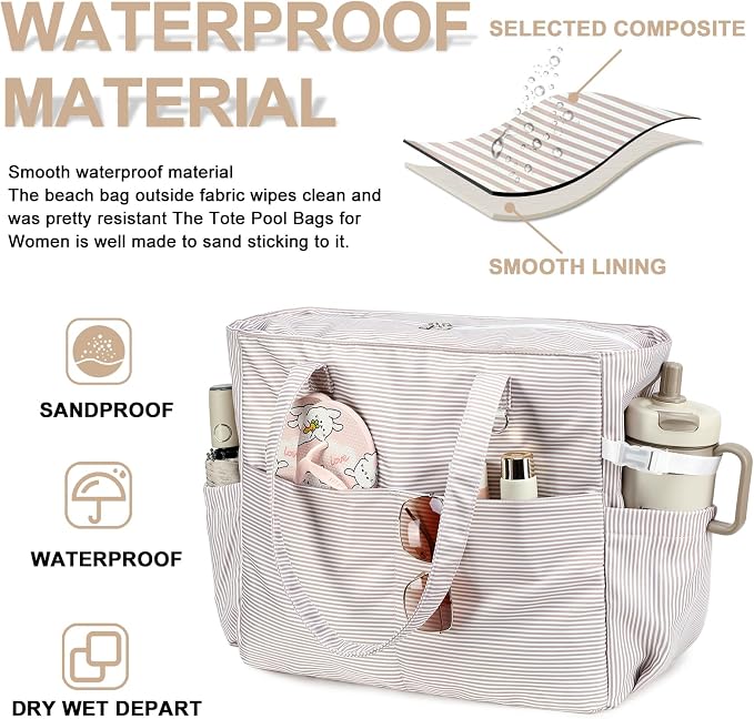 Bluboon Waterproof Beach Tote Pool Bags for Women Ladies Extra Large Carry On Bag With Wet Compartment for Weekender Travel - Image 4
