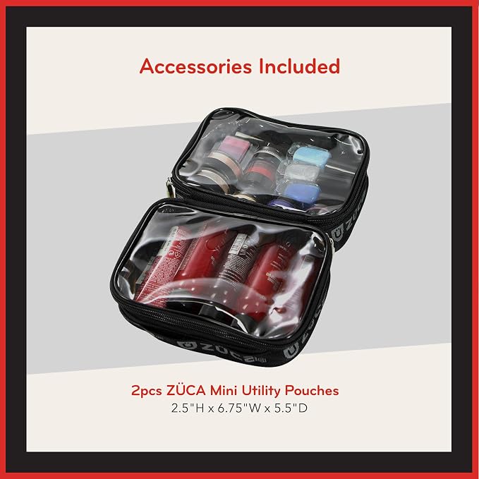 ZUCA MakeUp Artist Shoulder Bag w/Durable Utility Pouch Combo, MakeUp Organizer Bag -Lightweight,Versatile Multi-Compartment Design For Cosmetic Organization,Ideal For Travel & Makeup Sessions, Black - Image 5