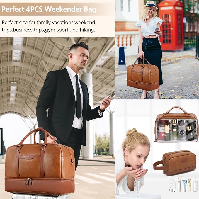 Wogarl Weekender Bag for Women Men Large Overnight Bag Travel Duffel Bag with Shoe Compartment Toiletry Satchel Bag Carry On Bag Fit 21" Laptop - Image 2