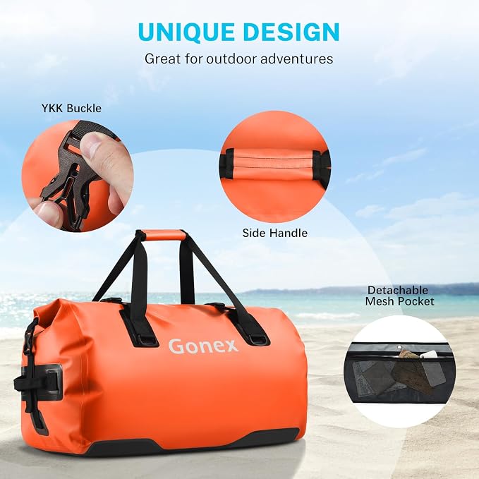 Gonex Extra Large Waterproof Dry Duffel Bag, Roll-Top PVC Gear Bag | Waterproof PVC, Roll-Top Closure, Wet Pocket, Shoulder & Hand Carry, Kayaking, Paddleboarding, Travel - Image 4