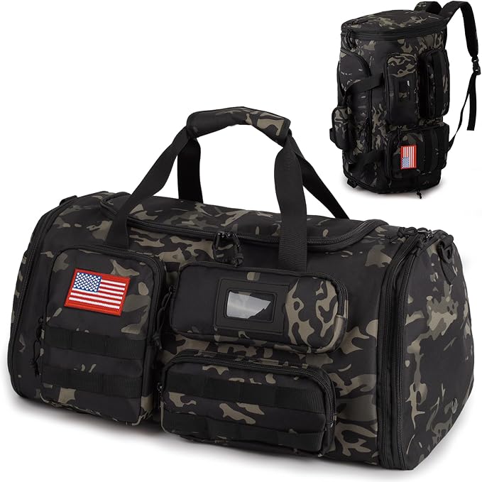 Expandable Gym Bag For Men,Tactical Large 3 in 1 Sports Duffle Bag With Shoes Compartment,Water Resistant Sports Gym Tote Bags Multi-functional Weekend Travel Backpack Overnight Bag by ATRIPACK