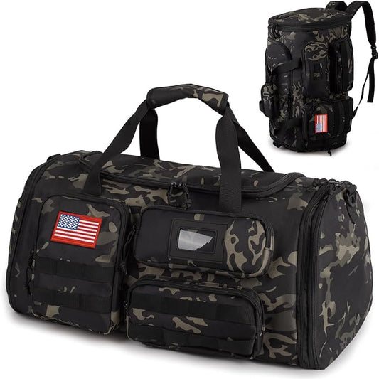 Expandable Gym Bag For Men,Tactical Large 3 in 1 Sports Duffle Bag With Shoes Compartment,Water Resistant Sports Gym Tote Bags Multi-functional Weekend Travel Backpack Overnight Bag by ATRIPACK