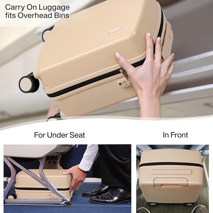 Hanke 16 Inch Underseat Carry On Luggage, Airline-Approved Hard Shell Small Suitcase with Spinner Wheels, Lightweight Tsa Lock Travel Luggage for Short Trips(Cuba Sand) - Image 2