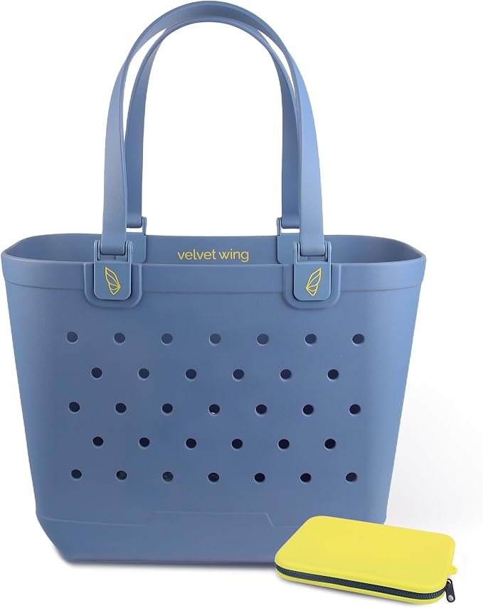 Large Rubber Beach Tote Bag - Waterproof Bag With Sand Proof Pouch For Beach, Travel, Pool (13.7" x 9.4" x 18.9") by Unknown
