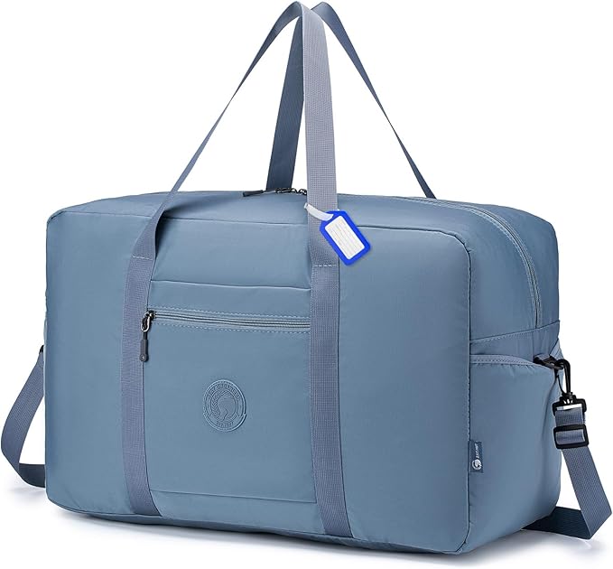 Carry on Bag 22x14x9 Airlines Approved,48L Canvas Travel Duffel Bags for Men Women Duffle Bag for Airplane Weekender Overnight Gym (Blue) by Nixjoro