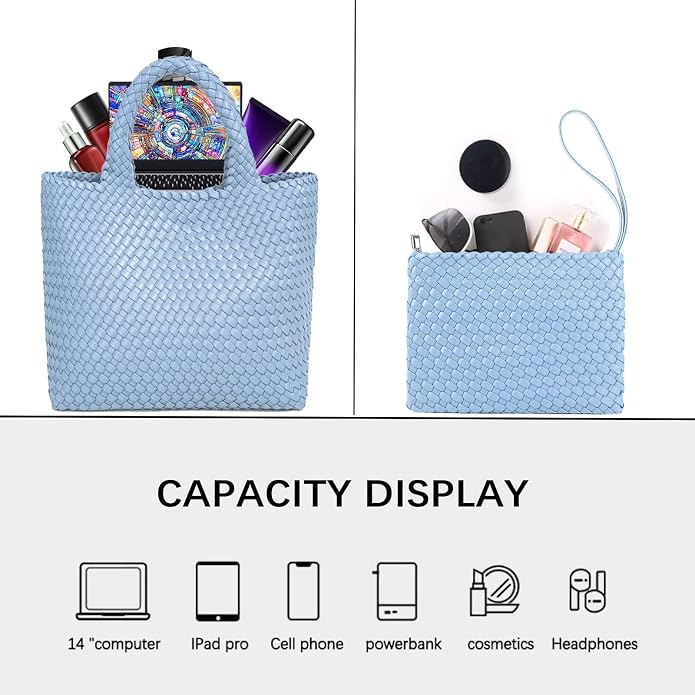 JINMANXUE Fashion Woven Bag Shopper Bag Travel Handbags and Purses Women Tote Bag Large Capacity Shoulder Bags - Image 5