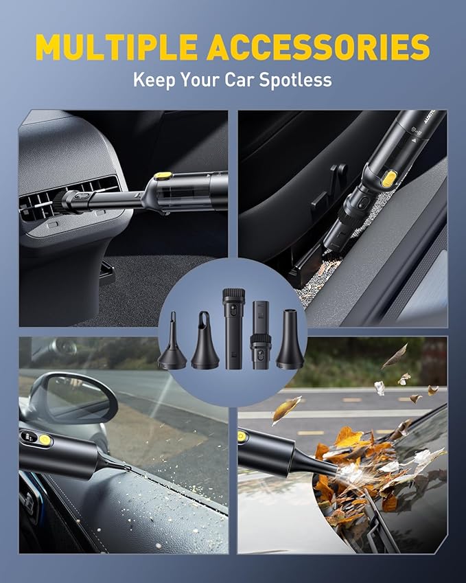 AUXITO Car Vacuum Portable Cordless 14000Pa Suction, Handheld Vacuum Blow & Suction 2 in 1, Small Vacuum Cleaner Hand Held Vacuum for Car, Home, Pet, Office, Ideal Gifts for Men & Women (Black)