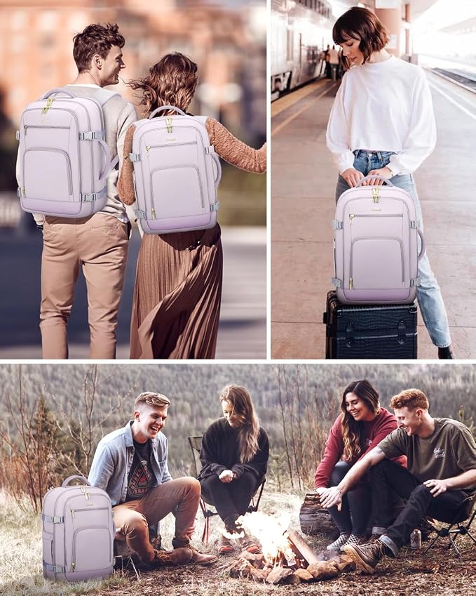 LOVEVOOK Travel Backpack For Women Flight Approved, 50L Large Carry On Backpack For Airplanes, Personal Item Travel Bag, Waterproof 18 Inch Laptop Backpack For Business Weekender Overnight, 4Pcs Set - Image 9