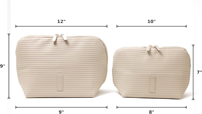 THE VERTI-Vertical Waterproof Makeup & Toiletry Bag | 23-Pocket Organizer with Upright, Fold-Down Design for Skincare, Toiletries & Essentials (Shell, Medium) - Image 3
