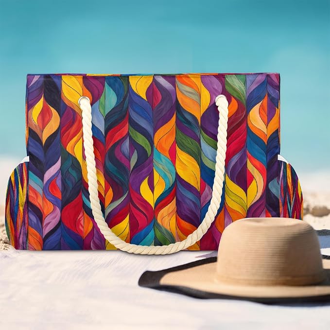Large Beach Bag with Zipper Beach Bags for Women Water Resistant Swim Pool Bag - Image 3