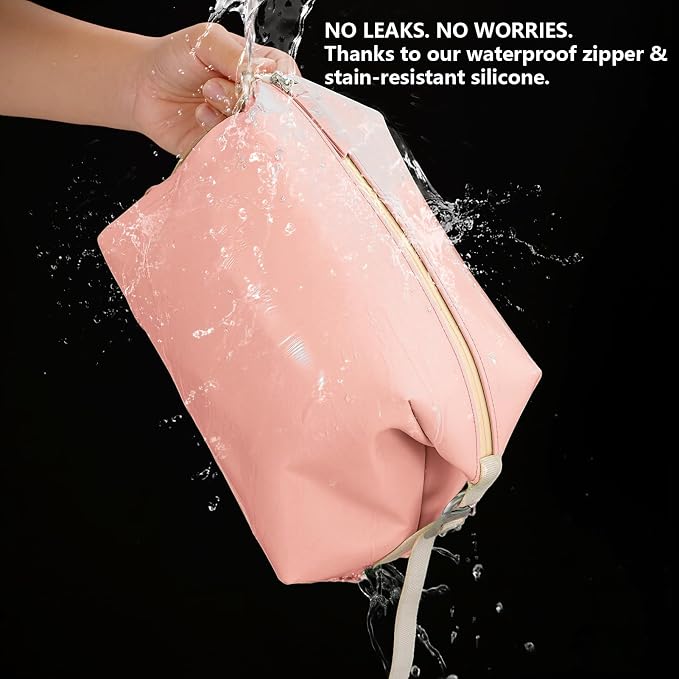 Vomgomfom 6L 13 Inch Silicone Toiletry Bag, Waterproof Leakproof Travel Cosmetic Organizer, Adjustable G-Buckle Compression Dopp Kit, Foldable Makeup Bag for Women & Men (Pink, 13" 6L) - Image 6