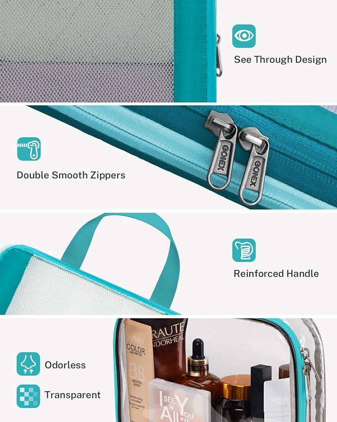Gonex 8 Set Compression Packing Cubes, Expandable Mesh Organizer for Travel Accessories, Essentials With Toiletry, Laundry, Shoe, Cable Bags for Suitcases, Blue - Image 5