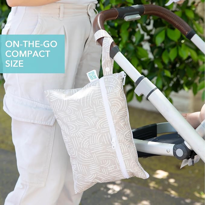 Bumkins - Waterproof Wet Bag, Wet/Dry Clutch & Clear Travel Bags - For Beach, Baby, Travel, Cloth Diapers, Pump Parts, Pool, Gym, Toiletries - Reusable & Easy to Clean - Boho Beige - 5 Pack - Image 4