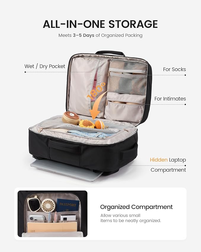 LOVEVOOK 50L Travel Backpack for Women Men, Airline Approved Carry On Luggage, Multi-Pocket TSA Personal Item Bag fits 17 Inch Laptop, Waterproof Weekender Overnight Suitcase Travel Essentials - Image 3