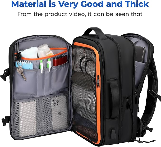 Rcrirth Carry On Travel Backpack Flight Approved for Men Women, Black | Expandable, Business Weekender Bag, 40L, Suitcase Backpack Luggage - Image 2