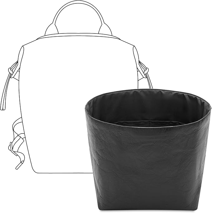 Purse Organizer Insert for Le-Pliage Energy Large Backpack Handbag,Custom Fit Inside Premium Lightweight Water Resistant Purse Insert with Zipper(Matte Black) by FANJIProject