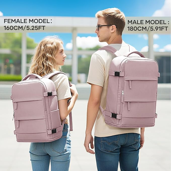 coowoz Large Travel Backpack For Women Men,Carry On Backpack Flight Approved,Hiking Backpack Waterproof Outdoor Rucksack Casual Daypack Fit 15.6 Inch Laptop Shoes Compartment (Pink Purple-L) - Image 7