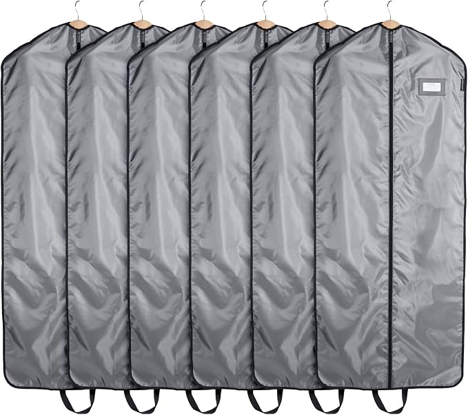 Covermates Keepsakes Garment Bag Set for Closet Storage and Travel – Breathable Suit and Dress Bags with ID Window and Carrying Handles – Heavy-Duty Hanging Wardrobe Protection Set, Grey by Covermates