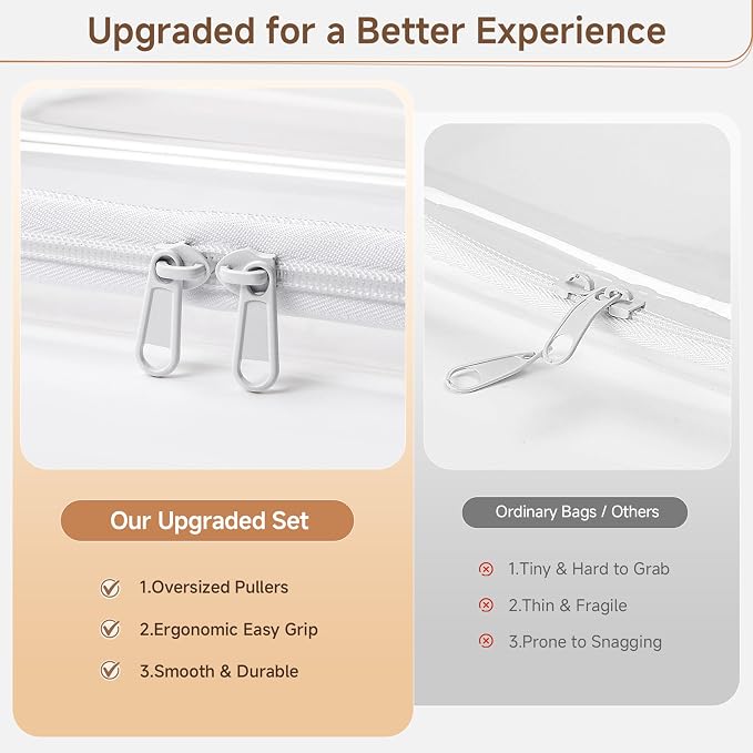 2 Pack Clear Hard Shell Zipper Case Diaper Organizer | 1.0mm Hard Shell, Upgraded Large Zipper Pulls, Clear Travel Pouches, Smooth Zipper Closure, Holds Shape - Image 5