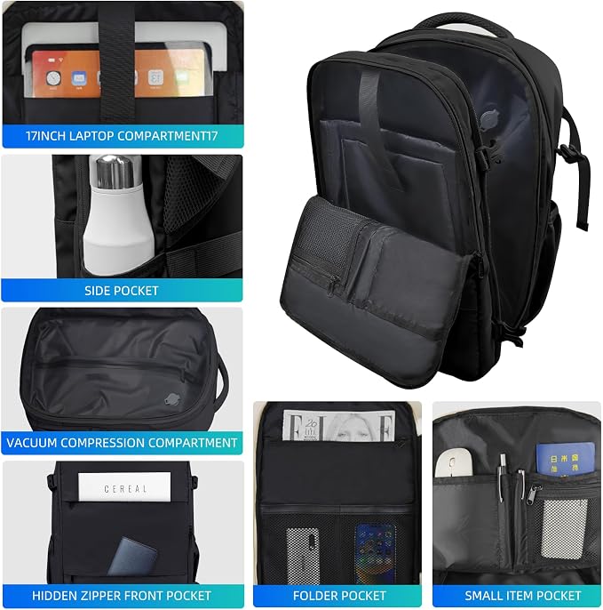 Vacuum Backpack 60L with Pump, Waterproof for 17" Laptop, Black - Image 3