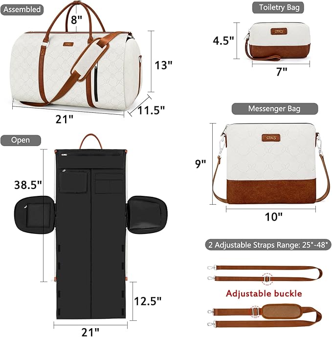 Convertible 2-in-1 Garment Bags for Travel, Carry On Garment Duffle Bag With Shoe Compartment Large Weekender Bag for Women Men Hanging Suitcase Suit Travel Duffel Overnight Bags 4pcs Set - Image 5