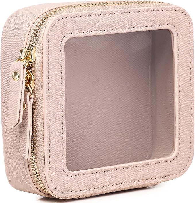 Pinkmik Small Makeup Bag Mini Clear Cosmetic Makeup Case & Toiletry Bag with Zipper Women's Purse Organizer & Car Essentials (Pink, MINI) | Clear Cosmetic Case, Zipper Closure, Purse Organizer, Car Essentials by Pinkmik