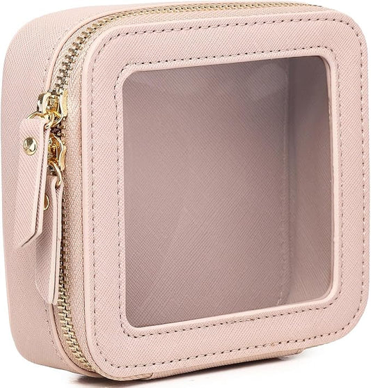 Pinkmik Small Makeup Bag Mini Clear Cosmetic Makeup Case & Toiletry Bag with Zipper Women's Purse Organizer & Car Essentials (Pink, MINI) | Clear Cosmetic Case, Zipper Closure, Purse Organizer, Car Essentials by Pinkmik