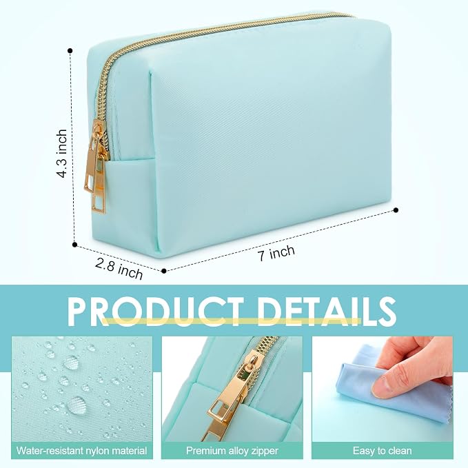 Kigeli 12 Pcs Nylon Makeup Bag Bulk Cosmetic Pouches Preppy Cosmetic Bag for Women Waterproof Travel Zipper Organizer Little Outdoor Accessory Makeup (Nylon, Foam,Macaron) - Image 2