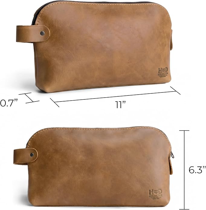 Hide & Drink, Large Rustic All Purpose Utility Bag for Cords & Chargers, Travel Bag, Multi-Purpose Bag, Full Grain Leather - Image 4