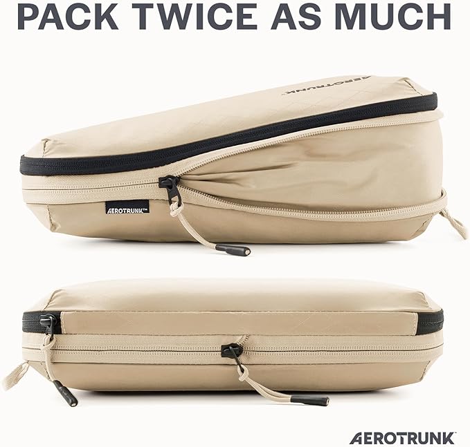 Aerotrunk Ultralight Compression Packing Cubes - Lightweight Travel Organizers for Suitcases and Luggage (3-Pack, Beige) - Image 2