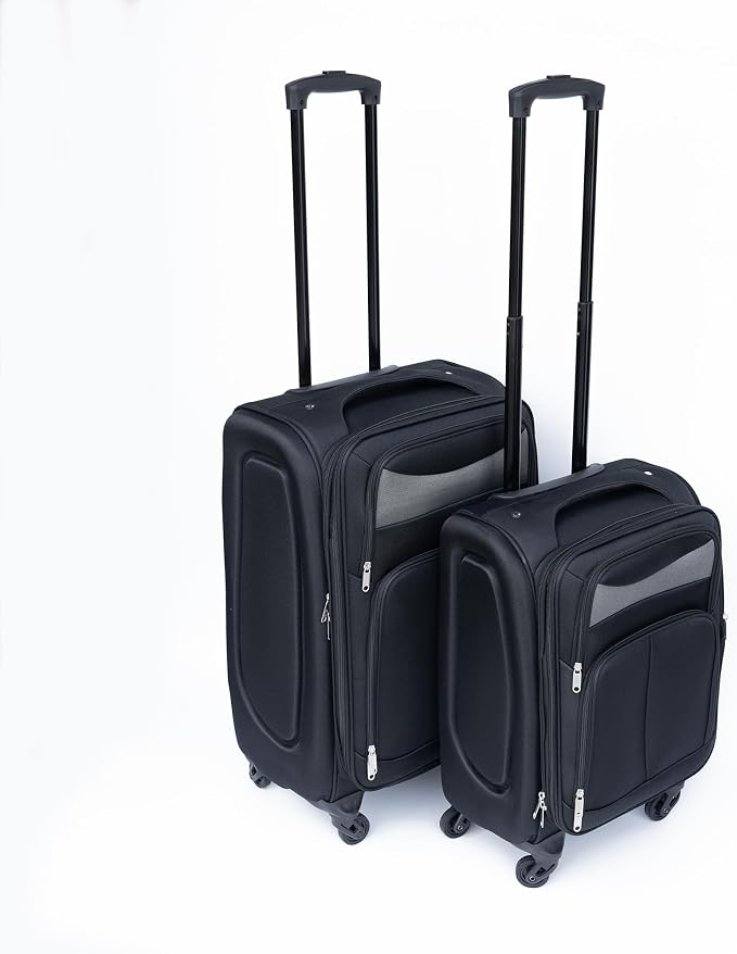 Merax Luggage Set Softshell 2 Piece 20/24 Expandable Suitcase with Wheels | Softside Lightweight Travel Carry on Luggage,Black - Image 7