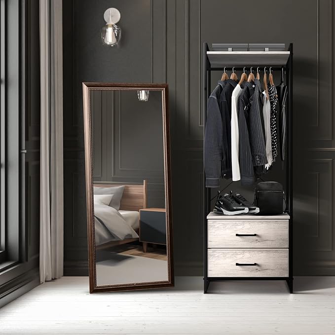 Sorbus Clothing Rack with Drawers - Clothes Stand Dresser - Wood Top, Steel Frame, & Fabric Drawers - Tall Closet Storage Organizer - Garment Rack for Hanging Shirts, Dresses, & Jackets - Image 3