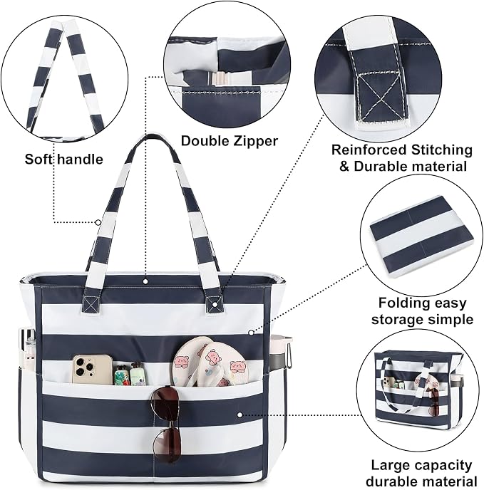 Bluboon Waterproof Beach Tote Pool Bags for Women Ladies Extra Large Carry On Bag With Wet Compartment for Weekender Travel - Image 6