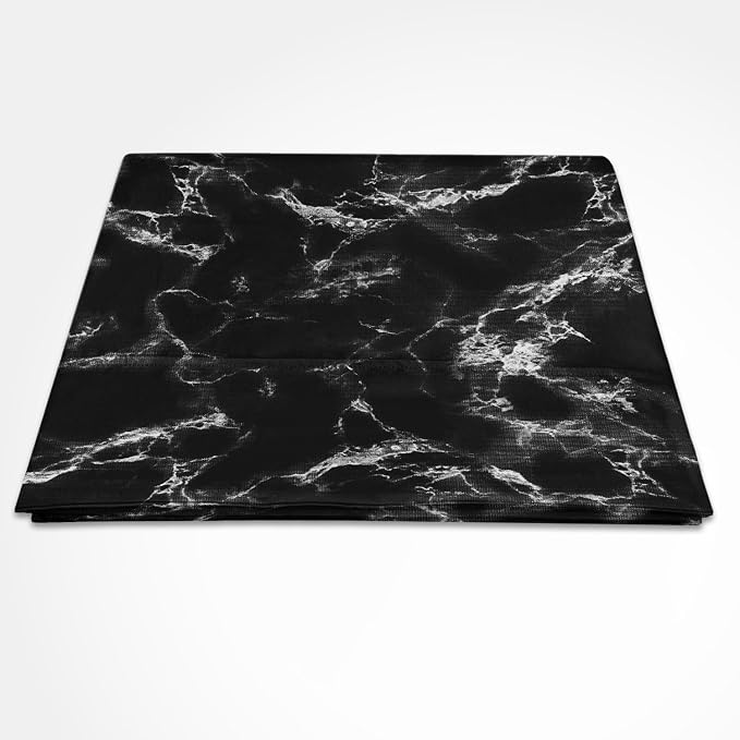 Pizuna Pure 100% Cotton Flat Sheets Only Queen Marble Black (1 PC), Luxurious 400 Thread Count Long Staple Cotton Sateen with 4" Hem (Combed Queen Flat Sheet Only Cotton) by Pizuna