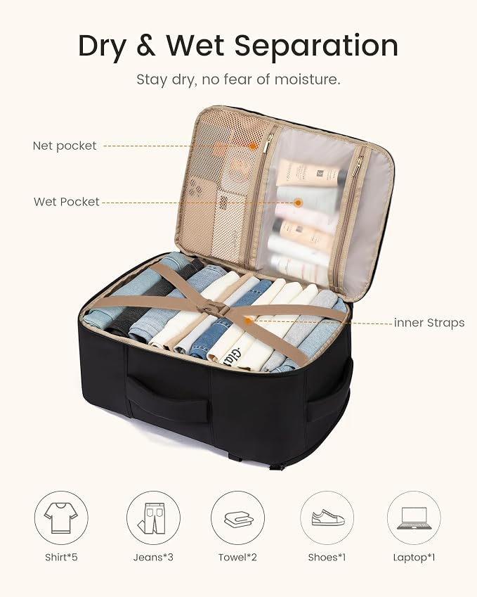 LOVEVOOK 40L Travel Backpack for Women Men, TSA Personal Item Travel Bag Fits 17.3inch Laptop, Waterproof Airline Approved Carry On Luggage With 2 Cubes for Weekender Hiking Business, Navy - Image 7