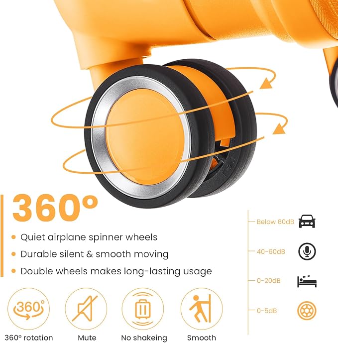 Merax Luggage Set 4 Piece Suitcase with Case Expandable Spinner Wheels Hardshell Airplane Approved Luggage Sets,Orange,14/20/24/28 - Image 5