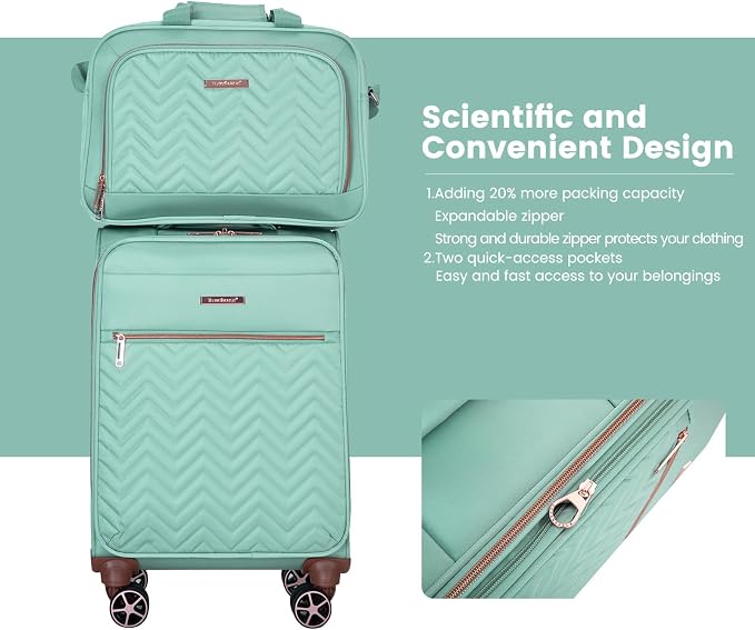 Travelhouse 4-Piece Softside Luggage Set with Spinner Wheels | Lightweight expandable suitcases: 16" underseat duffel bag + 20" carry-on + 24" + 28" checked - Image 4