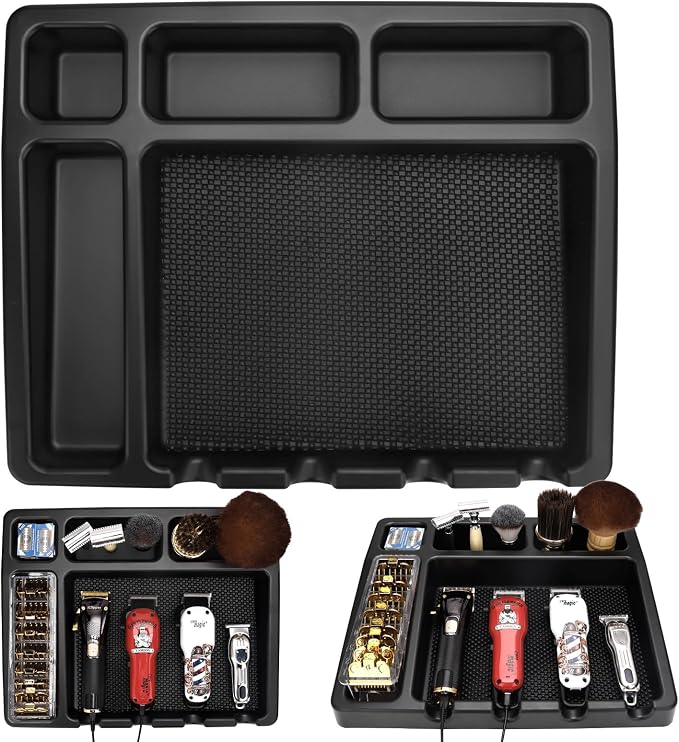 Large Barber Organizer Station, 16 x 12.5 Barber Tray for Clippers & Guards, Duster Brush, Salon Haircut Supplies, Barber Accessories Hair Tool Organizer for Salon & Barbershop and Home - Image 3