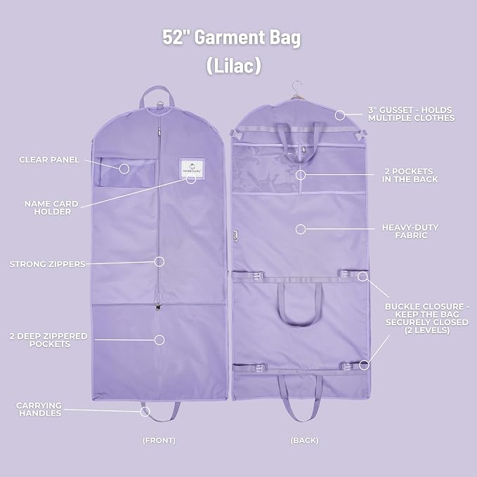 Premium Waterproof Hanging Garment Bag - 52 inch Clothes Bag with Gusset, 4 Pockets & Side Zip for Dance Costumes, Skating, Theatre, Beauty Pageants, Cheer & More. - Image 3