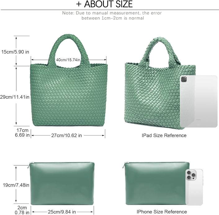 JINMANXUE Fashion Woven Bag Shopper Bag Travel Handbags and Purses Women Tote Bag Large Capacity Shoulder Bags - Image 4