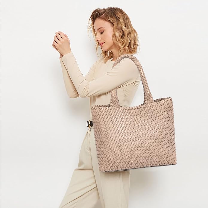JINMANXUE Fashion Woven Bag Shopper Bag Travel Handbags and Purses Women Tote Bag Large Capacity Shoulder Bags - Image 2